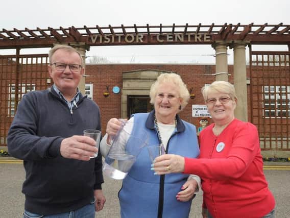 Stanley Park Visitors Centre has signed up to the ReFILL water scheme. Pictured are volunteers Nigel Paterson and Pat Wright with Elaine Smith, chairman of the Friends of Stanley Park.