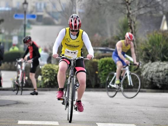 Competitors get on their bikes in the Ribby Hall Triathlon
Picture: JULIAN BROWN