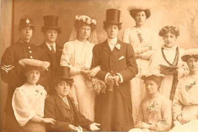 An unknown family featured on one of the postcards
