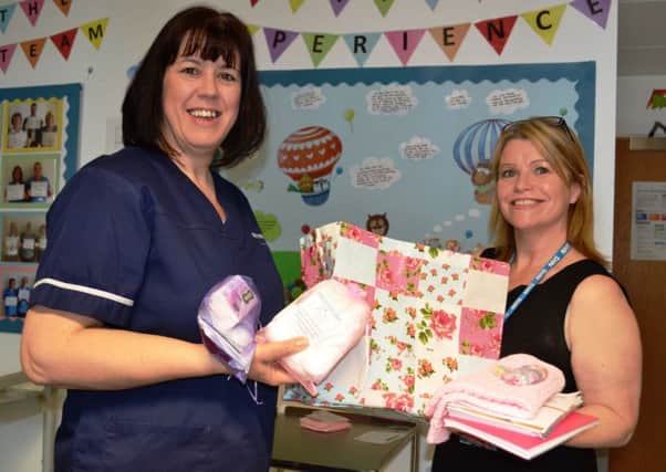 Neonatal sister Rosie Milbourne, with Kila Redfearn and the admission bags
Blackpool Victoria Hospital neonatal unit
