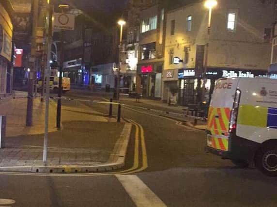 Police vans in Blackpool town centre this evening. Photo: Facebook