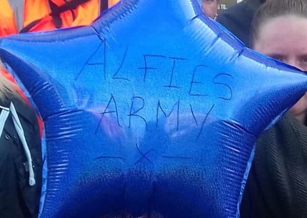 Alfie's Army campigners in Blackpool show solidarity with the parents of stricken tot Alfie Evans.
