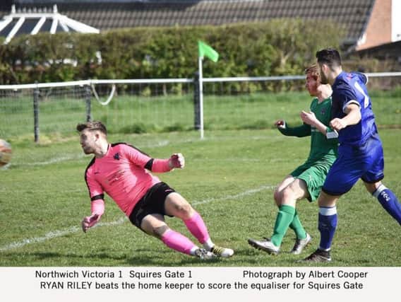 Ryan Riley equalises for Gate at Northwich  Picture: ALBERT COOPER