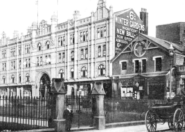 Opera House Blackpool seen from Abingdon Street in 1908 with the original arched entrance to the Empress Ballroom in the centre of the Empress Buildings on Church Street