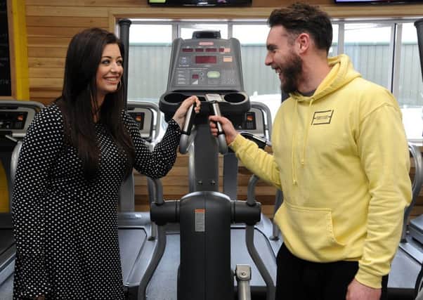 Radio Wave presenter Stacey Houldsworth has just completed a 12-week fitness challenge at Fortitude Fitness in Poulton.
Stacey with her trainer Mikey Moon. PIC BY ROB LOCK
3-5-2018