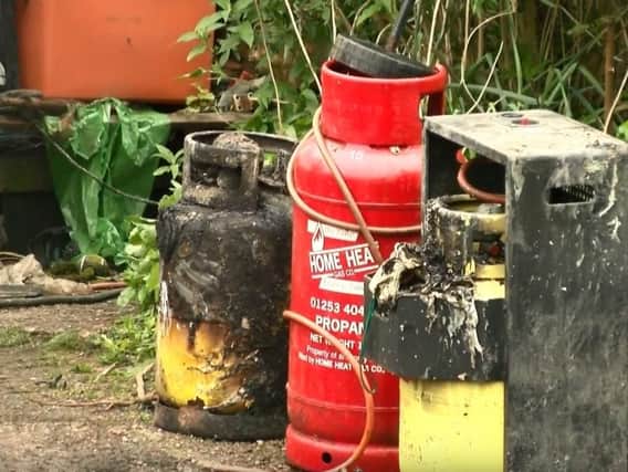 Gas cylinders were involved in the fire