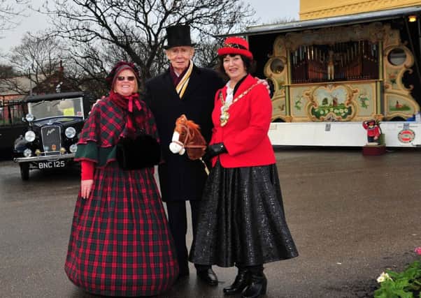 St Annes mayor Karen Henshaw (right) with husband Howard and Alison Levi at last years Victorian Festival