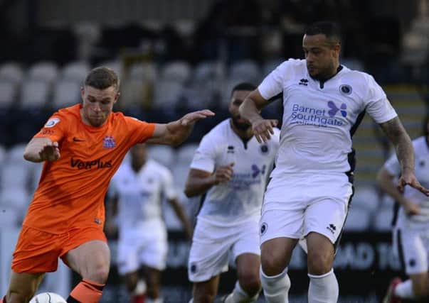 Jack Muldoon during the Coasters defeat at Boreham Wood