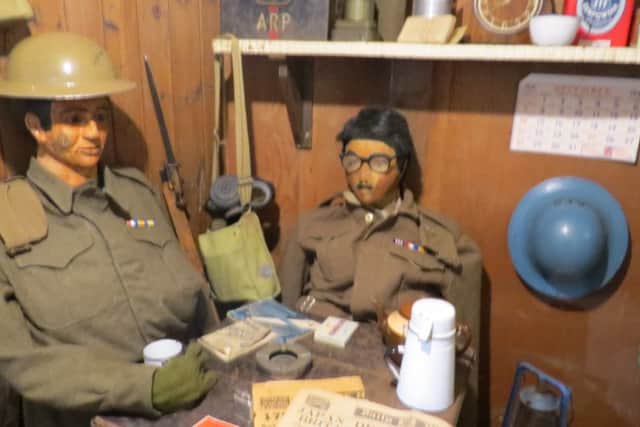 A mock up display featuring men from Pilling Home Guard from Lancashire historian John Higginson's collection