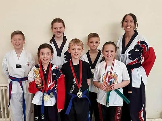 Dianne Russell (right) with members of the Lytham Tae Kwon-Do team which did so well at the English Championships in Worcester