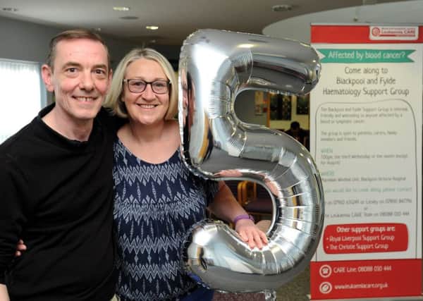 Lesley Ronson and Jeremy Baugh from the Blackpool and Fylde Haematology Support Group are celebrating its five year anniversary