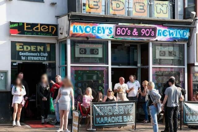 A photo taken by businessman Lawrence Chard who says he was stamped  by staff at Eden 1 Gentlemen's Club while out taking photographs on Sunday afternoon, May 6.