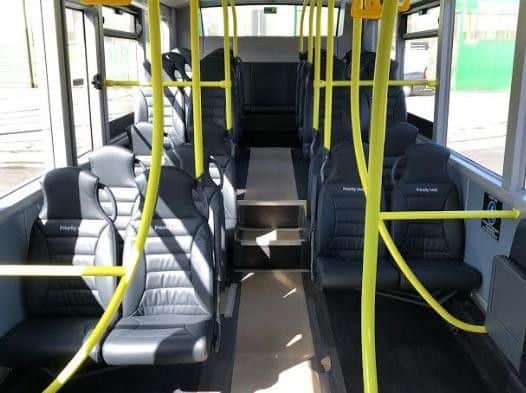 Inside one of the new single decker buses