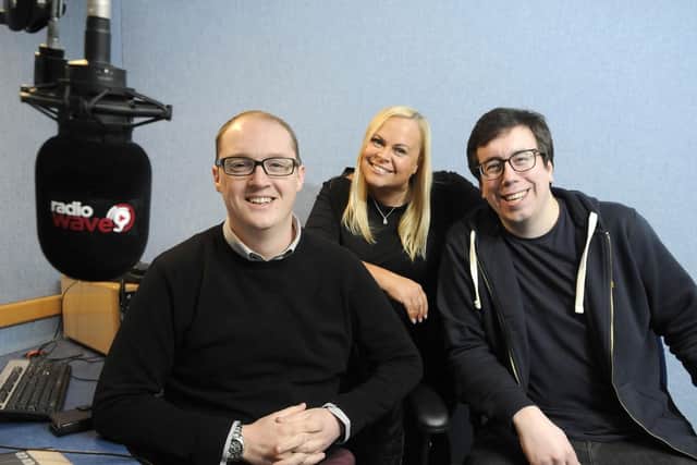 From left, Ged Mills, Hayley Kay and breakfast show producer Aaron Jackson