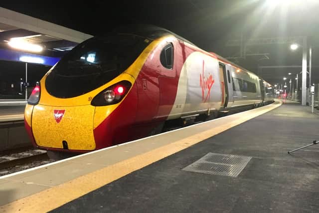 The Virgin Trains pendolino which carried out test runs between Blackpool and Preston early on Tuesday