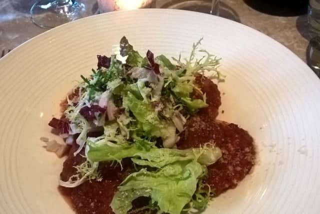 Aubergine and smoked mozzarella ravioli