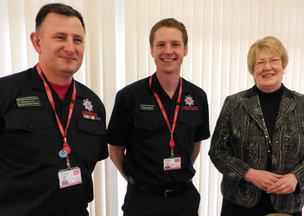 Brendan Holt, Will Magowan and  N-Vision community services manager Judith Harrison
 N-Visions sight loss support group summit with Lancashire Fire and Rescue Service.