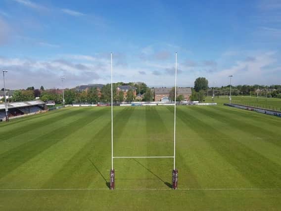 The Fylde RFC pitch looking in excellent condition for the end-of-season county clash