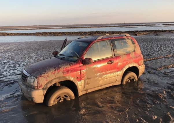A 25-year-old man from Fleetwood got his 4x4 stuck in the mud at Lytham on Thursday, May 17, 2018 (Picture: Lytham and Blackpool Coastguard)