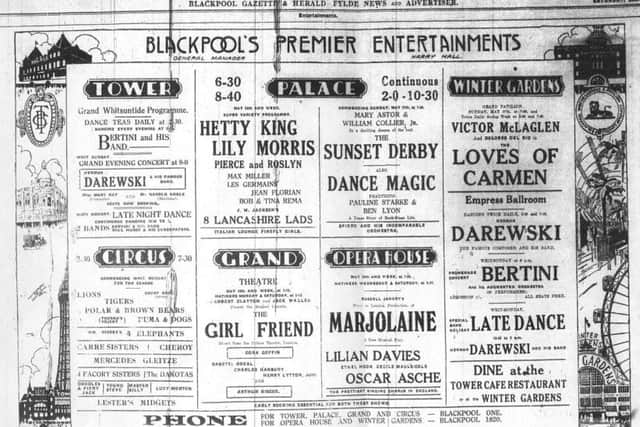 Gazette advert for the Tower and Winter Gardens from May 1928