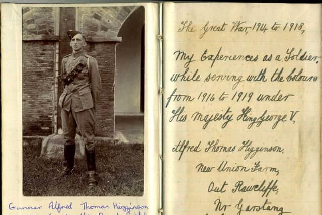 Gunner Alfred Thomas Higginson, Royal Frield Artillery pictured in India in 1919 image and his diary