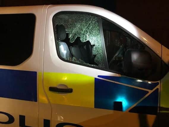 An investigation has been launched after an emergencyvehicle was damaged in Fleetwood, say police.