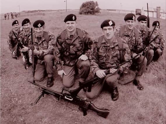 Soldiers from the Queen's Lancashire Regiment in 1986