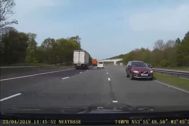 Shocking dashcam footage shows OAP driving the wrong way down motorway