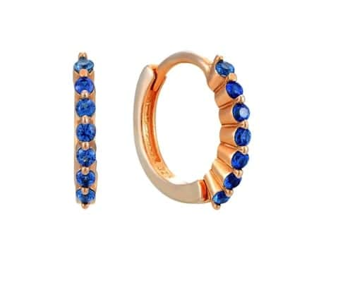 18Ct Rose Gold Vermeil Tiny Sapphire Huggies, £30