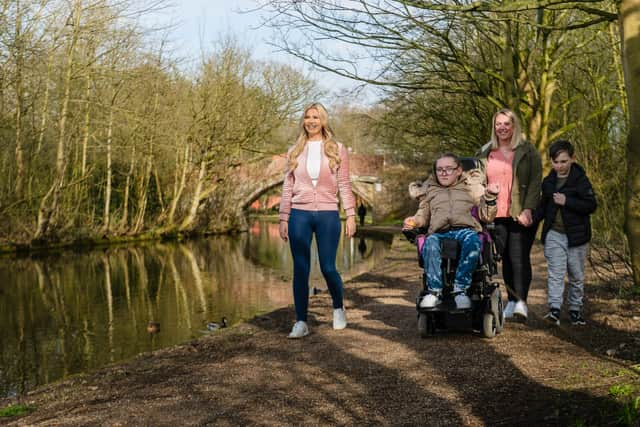 McCain supports the Family Fund, featuring the Waite family (mum Kirsty, with Heidi (13) and Noah (8)) and Christine McGuinness, in Runcorn, Cheshire, March 22 2021.